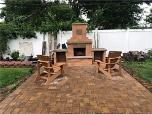 Nicolock mini verona fire place fireplace golden brown patio